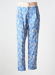 Pantalon chino fermeture zippée sous rabat avec crochet taille haute bleu SCOTCH & SODA femme