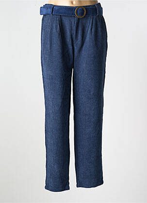 Pantalon droit coupe carotte taille haute bleu MOLLY BRACKEN femme