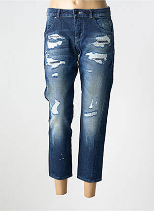 Jeans coupe droite effet usé délavé taille normale bleu GUESS femme