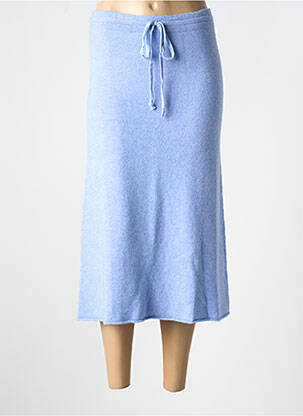 Jupe mi-longue coupe droite évasée sur le bas bleu MAX & ENJOY femme