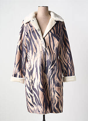 Manteau long fermeture pressionnée sans capuche marron GUESS femme