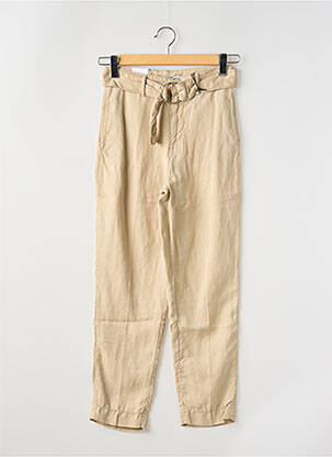 Pantalon droit tissage popeline taille normale beige GUESS femme