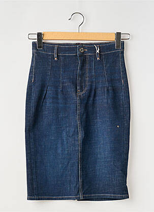 Jupe mi-longue coupe droite bleu GUESS femme
