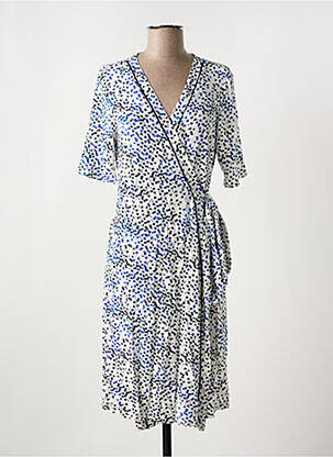 Robe mi-longue imprimé fantaisie manches courtes blanc GARCIA femme