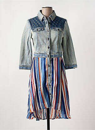 Robe mi-longue manches longues manches longues bleu DESIGUAL femme