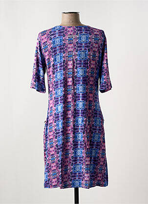Robe mi-longue imprimé fantaisie manches courtes violet DESIGUAL femme