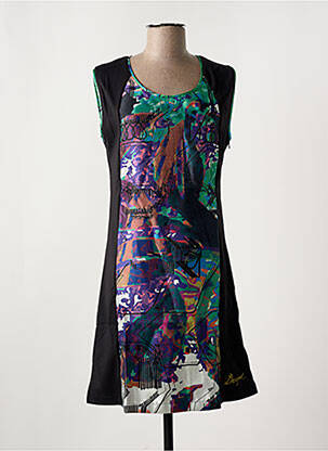 Robe mi-longue imprimé fantaisie sans manche noir DESIGUAL femme