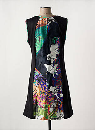 Robe mi-longue imprimé fantaisie sans manche noir DESIGUAL femme