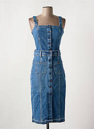 Robe mi-longue coupe cintrée fines bretelles bleu SALSA femme