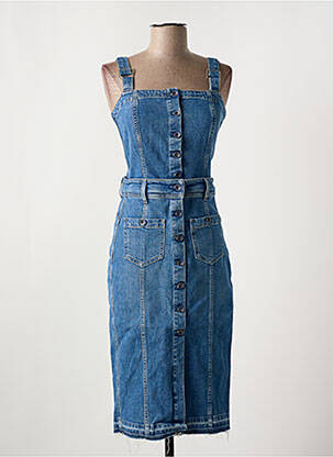 Robe mi-longue coupe cintrée fines bretelles bleu SALSA femme
