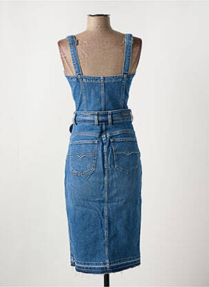 Robe mi-longue coupe cintrée fines bretelles bleu SALSA femme
