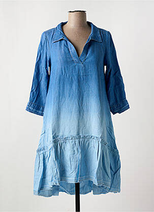 Robe mi-longue coupe évasée manches 3/4 bleu SALSA femme