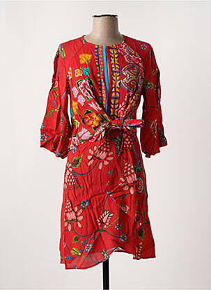 Robe mi-longue manches 3/4 manches 3/4 rouge DESIGUAL femme