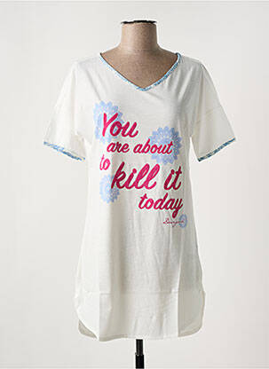 Chemise de nuit col v blanc DESIGUAL femme