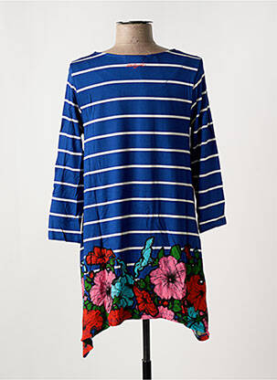 Tunique manches longues col rond bleu DESIGUAL femme