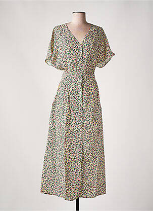 Robe longue imprimé fantaisie manches courtes blanc SALSA femme