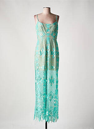 Robe longue coupe cintrée fines bretelles vert BCBGMAXAZRIA femme