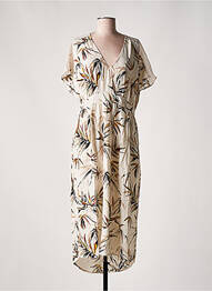 Robe mi-longue imprimé fantaisie manches courtes beige SALSA femme