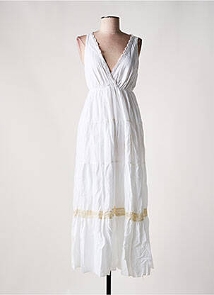 Robe longue sans manche sans manche blanc MADE IN ITALY femme
