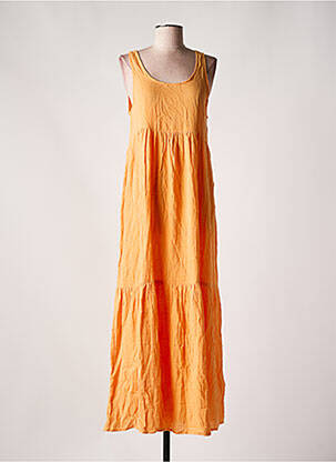 Robe longue sans manche sans manche orange ICHI femme