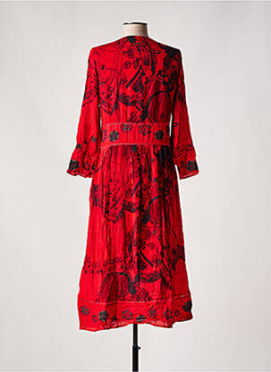 Robe mi-longue imprimé fantaisie manches longues rouge DESIGUAL femme