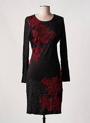 Robe mi-longue imprimé fantaisie manches longues noir DESIGUAL femme
