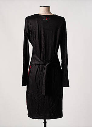 Robe mi-longue imprimé fantaisie manches longues noir DESIGUAL femme