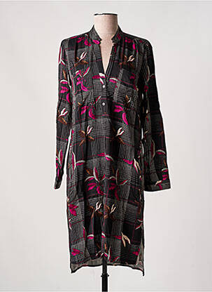 Robe mi-longue imprimé fantaisie manches longues noir SALSA femme
