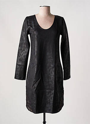 Robe mi-longue manches longues manches longues noir SUGGEST femme