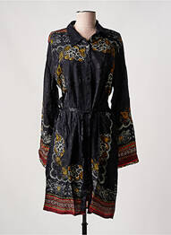 Robe mi-longue imprimé fantaisie manches longues noir DESIGUAL femme