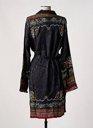 Robe mi-longue imprimé fantaisie manches longues noir DESIGUAL femme