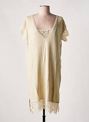 Robe mi-longue manches courtes manches courtes beige ODEMAI femme