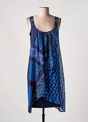 Robe mi-longue imprimé fantaisie sans manche bleu DESIGUAL femme