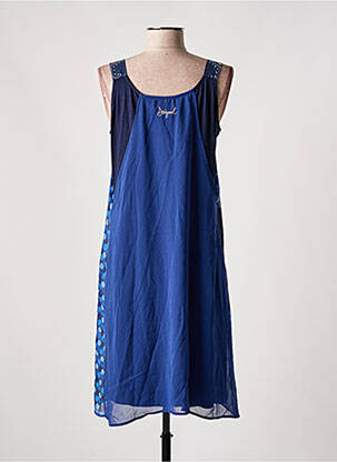 Robe mi-longue imprimé fantaisie sans manche bleu DESIGUAL femme