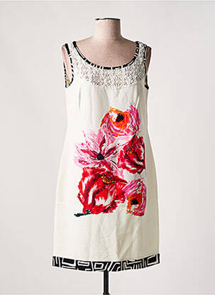 Robe mi-longue imprimé fleurs sans manche blanc OLIVIER PHILIPS femme