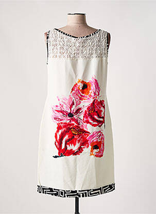 Robe mi-longue imprimé fleurs sans manche blanc OLIVIER PHILIPS femme