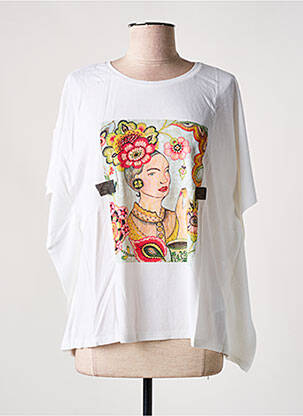 T-shirt sérigraphie manches 3/4 blanc DESIGUAL femme