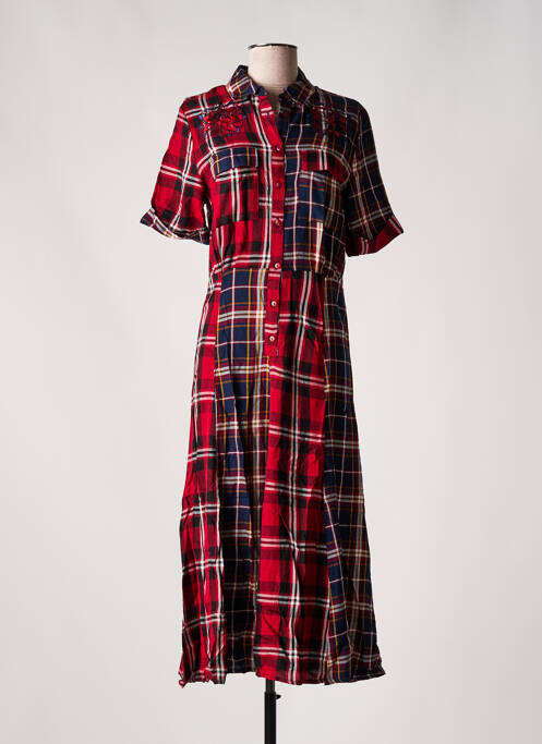 Robe longue manches courtes manches courtes rouge DESIGUAL femme