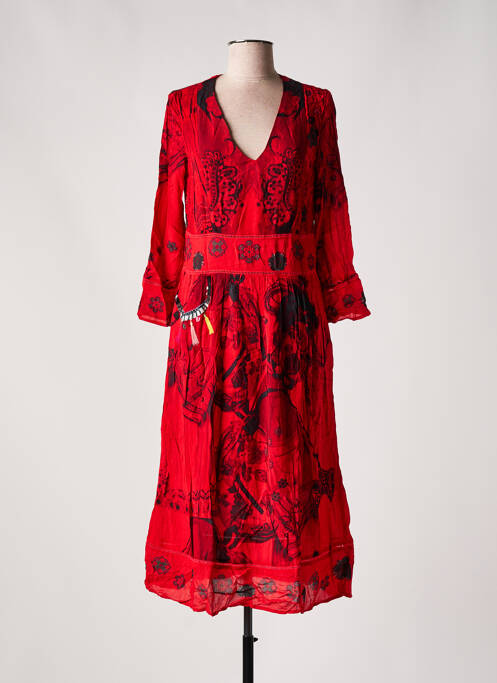 Robe mi-longue rouge DESIGUAL pour femme