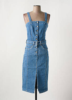 Robe mi-longue coupe cintrée fines bretelles bleu SALSA femme