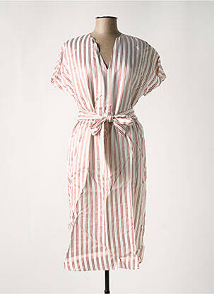 Robe mi-longue coupe fluide manches courtes rouge IRIS & INK femme