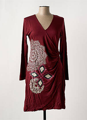 Robe mi-longue manches longues manches longues rouge DESIGUAL femme
