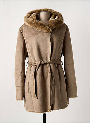 Manteau long finition intérieure fourrure synthétique a capuche marron SALSA femme