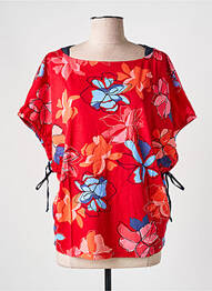 Blouse imprimé fleurs manches courtes rouge SALSA femme