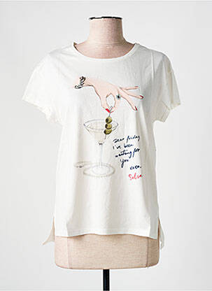 T-shirt imprimé fantaisie manches courtes blanc SALSA femme