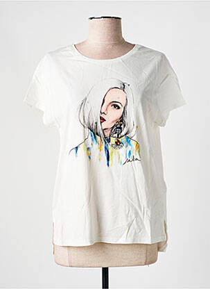 T-shirt sérigraphie avec strass manches courtes blanc SALSA femme