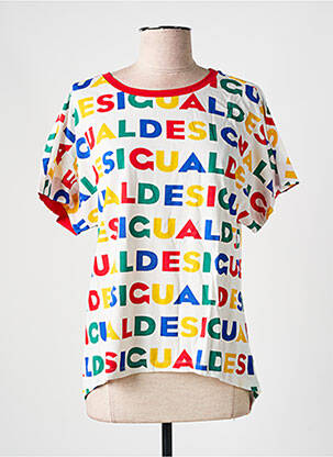 T-shirt imprimé fantaisie manches courtes blanc DESIGUAL femme
