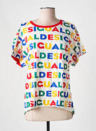 T-shirt imprimé fantaisie manches courtes blanc DESIGUAL femme