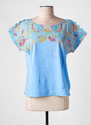 T-shirt sérigraphie manches courtes bleu DESIGUAL femme