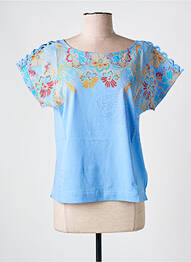 T-shirt sérigraphie manches courtes bleu DESIGUAL femme